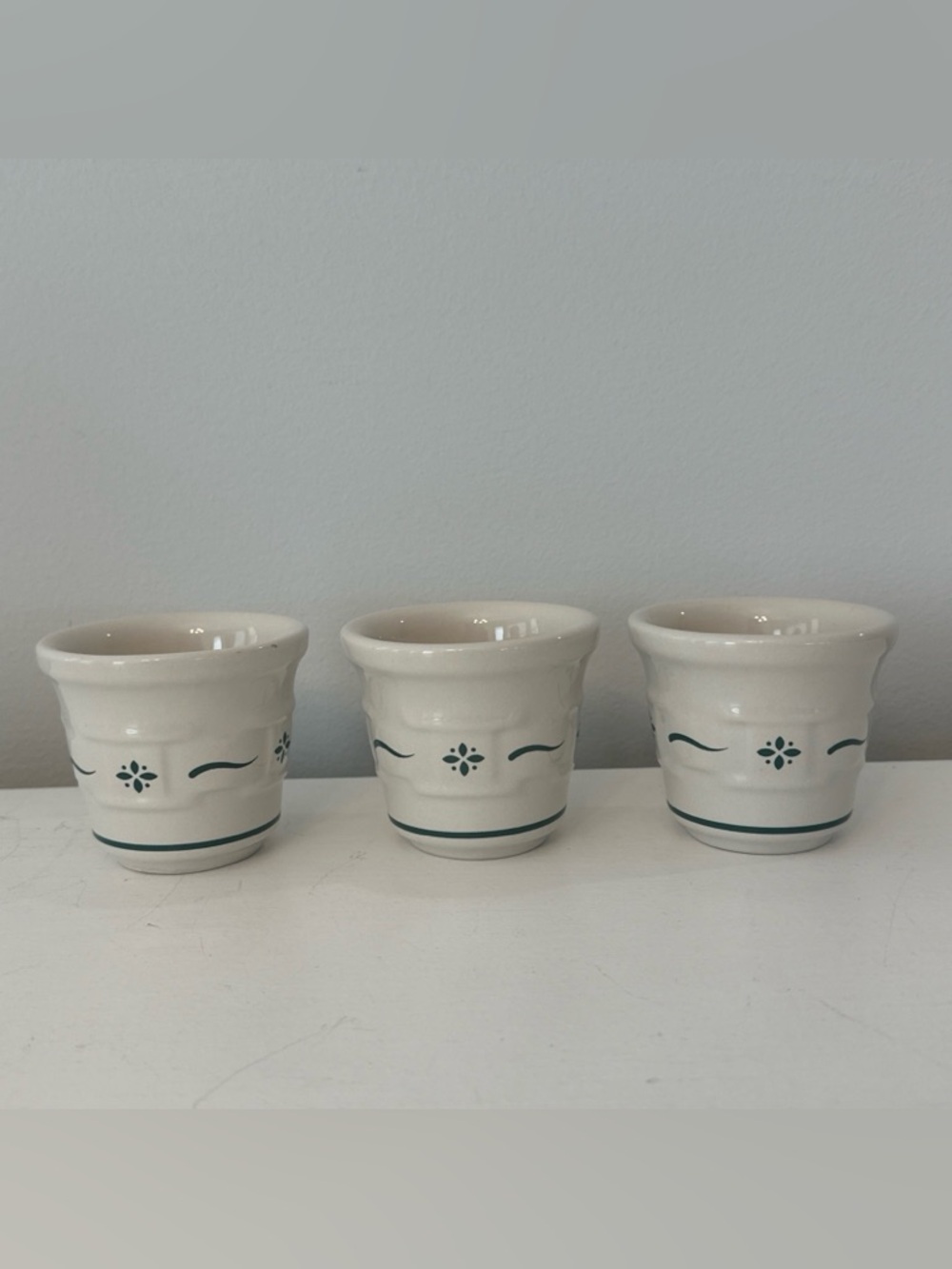 Longaberger Pottery Heritage Green ~ THREE Votives